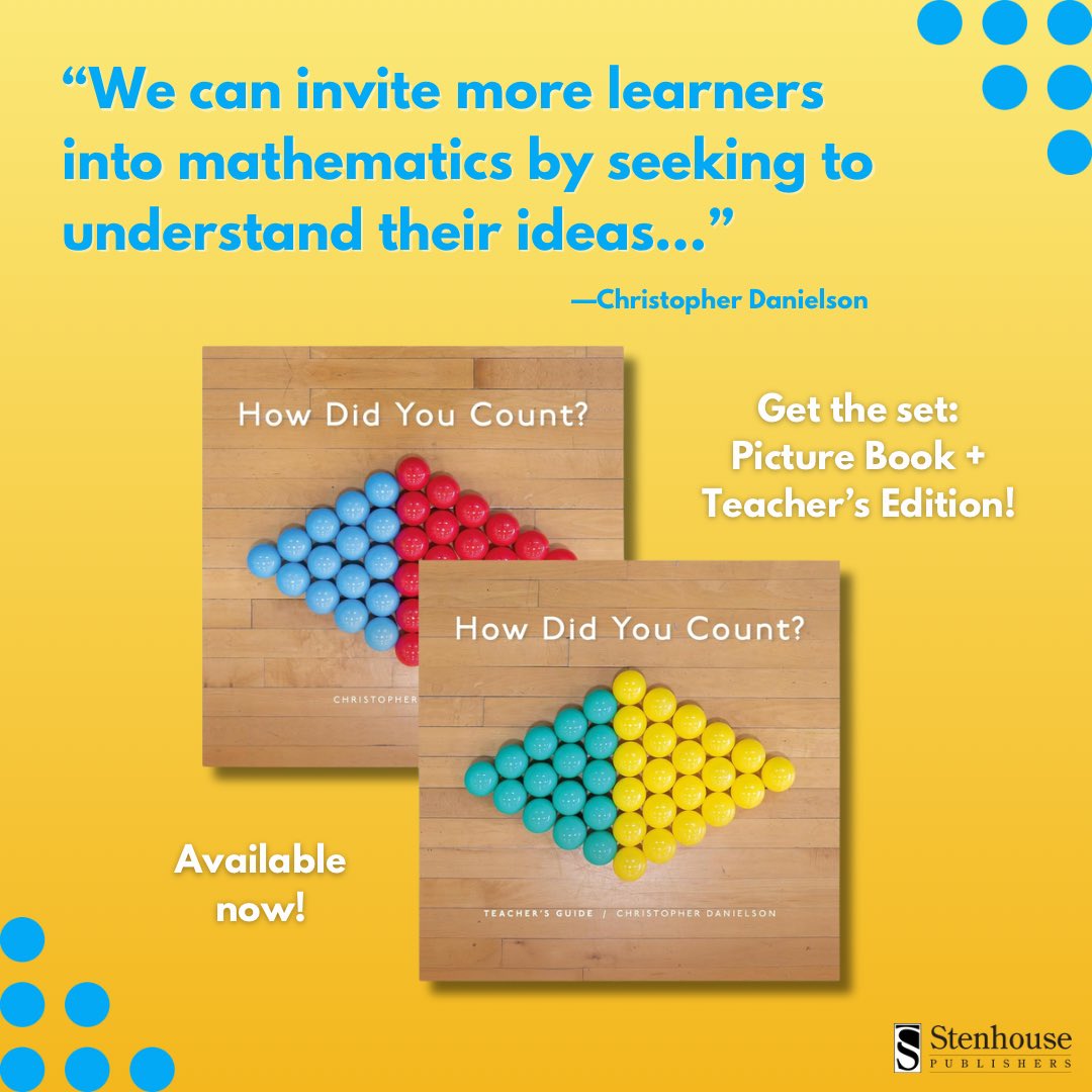 stenhousepub's tweet image. Happy publication day to How Did You Count? by award-winning author Christopher Danielson! Discover the joy of diverse counting strategies with the Picture Book and Teacher’s Guide, available now: routledge.com/How-Did-You-Co… #StenhousePub #HDYC #WODB #HowMany