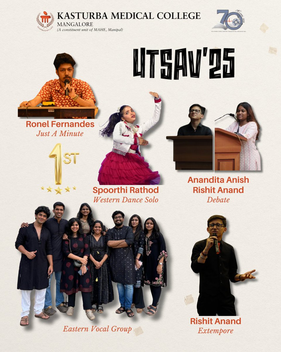 KMC_Mangalore's tweet image. 🌟 KMC Mangalore bags 2nd Runners-Up at Utsav 2025, MAHE’s intercollegiate cultural fest!

Huge congratulations to all our performers for their spirit and creativity!

#KMCMangalore #Utsav2025 #MAHECulturalFest #TalentUnleashed #ProudMoment