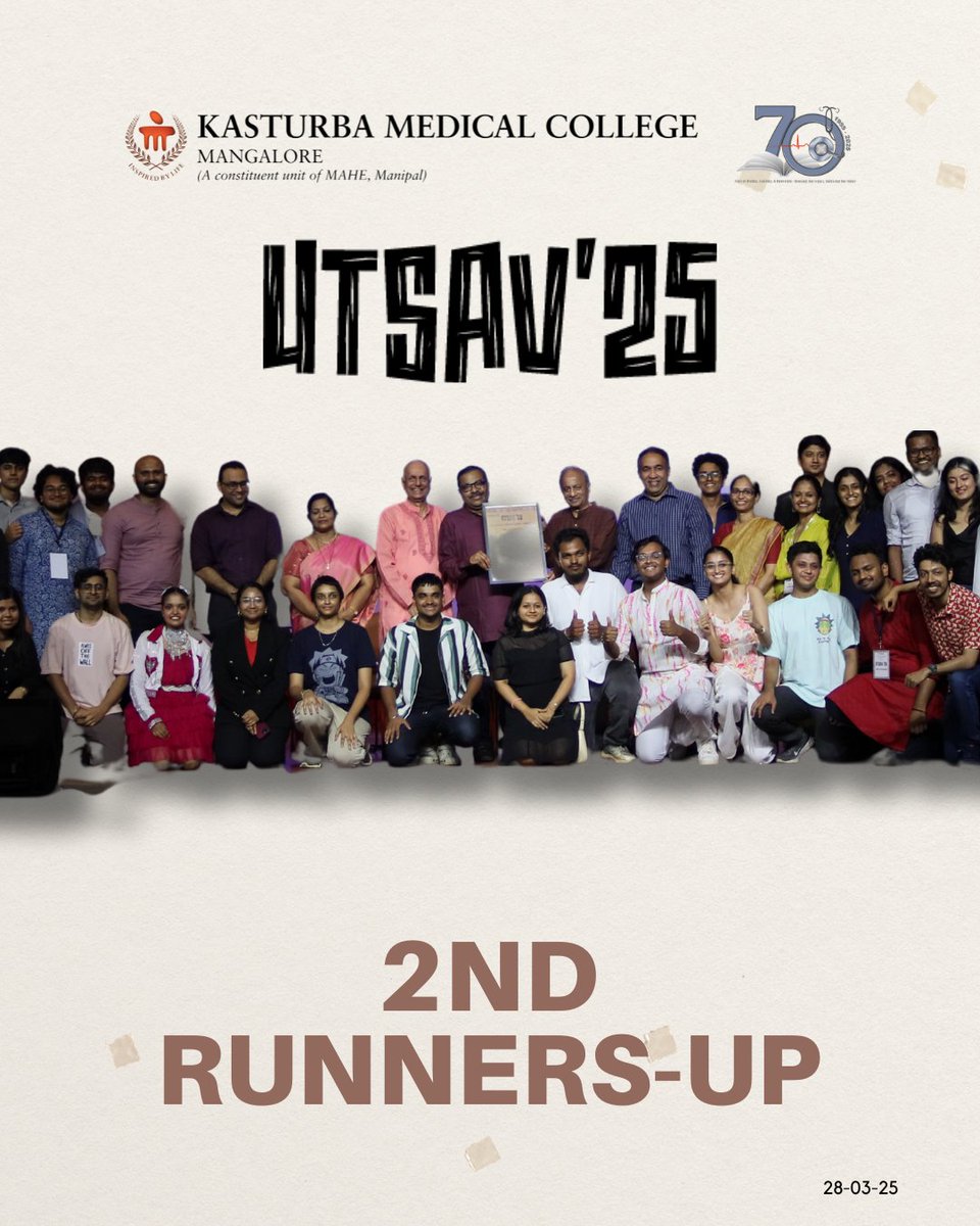 KMC_Mangalore's tweet image. 🌟 KMC Mangalore bags 2nd Runners-Up at Utsav 2025, MAHE’s intercollegiate cultural fest!

Huge congratulations to all our performers for their spirit and creativity!

#KMCMangalore #Utsav2025 #MAHECulturalFest #TalentUnleashed #ProudMoment