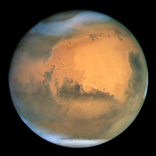 Hubble (@nasahubble) on Twitter photo Hi, Mars! ๐
In Hubble's 12th year, the telescope got a great look of the Red Planet when it was 43 million miles from Earth โ the closest it'd been since 1988.
This view shows white water-ice clouds and a large amount of swirling orange dust storms: go.nasa.gov/4hElhu0 Hi, Mars! ๐
In Hubble's 12th year, the telescope got a great look of the Red Planet when it was 43 million miles from Earth โ the closest it'd been since 1988.
This view shows white water-ice clouds and a large amount of swirling orange dust storms: go.nasa.gov/4hElhu0