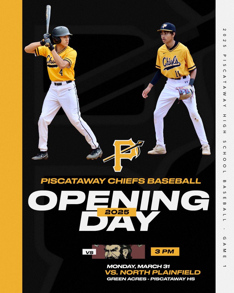 OPENING DAY HOME OPENER

The Chiefs take on North Plainfield in a Blue Division matchup to start the season.

🆚 North Plainfield
🕒 3PM
📍 Green Acres - Piscataway HS

#GoChiefs