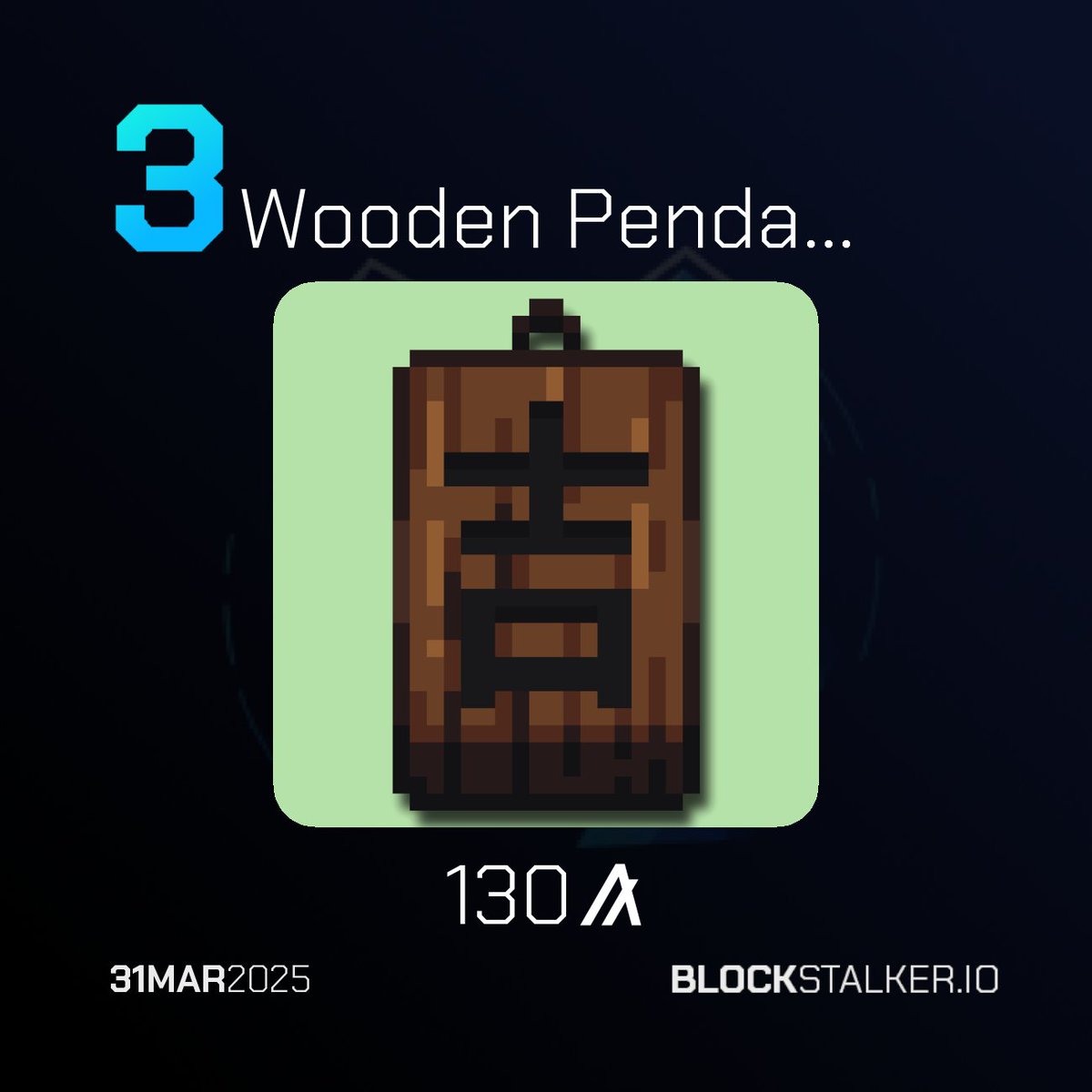 BlockStalkerBot's tweet image. BlockStalker.IO Daily Digest
Top 3 NFT Sales 🖼️
└ 🥇 Blitz Holo
└ 🥈 Psychomenice
└ 🥉 Wooden Pendant
