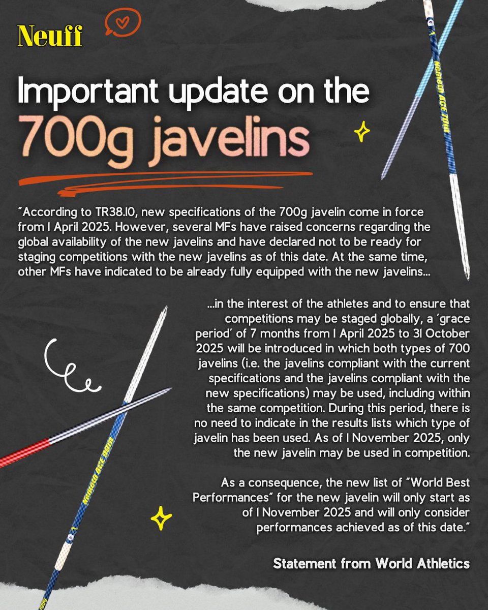 Neuff Athletic (@neuffathletic) on Twitter photo We have received a significant update regarding the new spec 700g javelins.
Find out what stock we currently have regarding these right here... ๐
bit.ly/700gJavelins
#Neuff #700gJavelins We have received a significant update regarding the new spec 700g javelins.
Find out what stock we currently have regarding these right here... ๐
bit.ly/700gJavelins
#Neuff #700gJavelins
