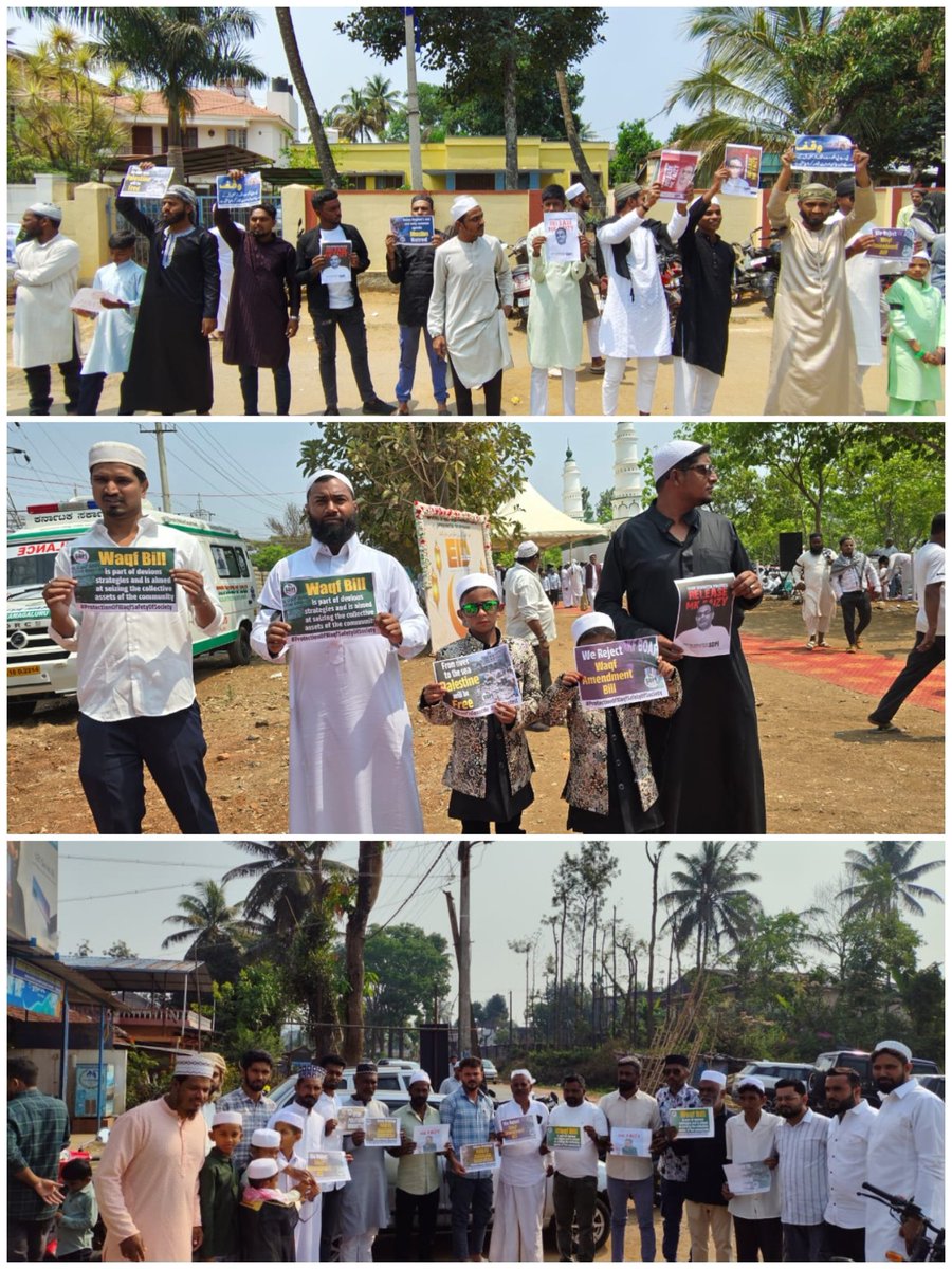Sdpickmofficial's tweet photo. ವಕ್ಫ್ ತಿದ್ದುಪಡಿ ಮಸೂದೆಯನ್ನು 2024  ವಿರೋಧಿಸಿ ಹಾಗೂ ಹಿಂಪಡೆಯುವಂತೆ ಅಗ್ರಹಿಸಿ ಮತ್ತು SDPI ರಾಷ್ಟ್ರೀಯ ಅಧ್ಯಕ್ಷರಾದ ಎಮ್ ಕೆ ಫೈಝಿ ರವರ ತಕ್ಷಣ ಬಿಡುಗಡೆಗೆ ಆಗ್ರಹಿಸಿ ಚಿಕ್ಕಮಗಳೂರು ಜಿಲ್ಲೆಯ ವಿವಿಧ ಮಸೀದಿ ಮತ್ತು ಈದ್ಗಾದಲ್ಲಿ ರಂಜಾನ್ ಈದ್ ಸಂದರ್ಭದಲ್ಲಿ ಪ್ರತಿಭಟನೆ ಮತ್ತು ಬಿತ್ತಿ ಪತ್ರ ಪ್ರದರ್ಶಿಸಲಾಯಿತು.
#IndiaAgainstWaqfBill https://t.co/qWrIXtJhRD