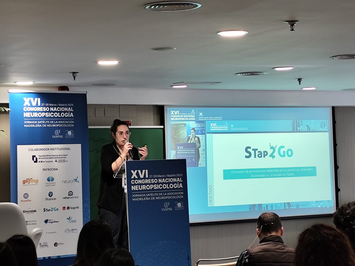 stap2go's tweet photo. 🎤 Excelente presentación de la Dra. María Quirós Godoy el XVI Congreso Nacional de Neuropsicología @fanpse con su ponencia titulada:"#Stap2Go: ¿Influye el dispositivo con el que se responde? Comparación del desempeño entre tablet (táctil) y ordenador (teclado)".
#Psicología https://t.co/15UCFsppKq