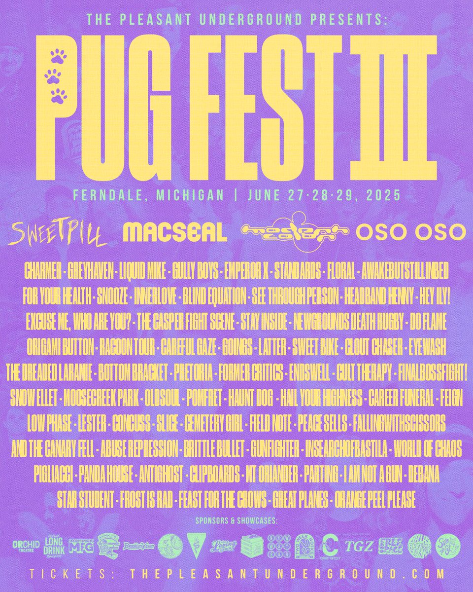 macsealband's tweet image. playing Pug Fest III this summer with a bunch of cool bands 🐾