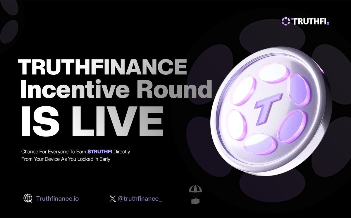 truthfinance_'s tweet image. 📈 Incentive Earning Round is LIVE! 
Earn $TRUTHFI directly from your device.

  ● Connect your X 
  ● Participate in the daily tasks. 
  ● Daily check-in.
  ● Invite your friends.

Be part of a decentralized financial future! 

🔗 truthfinance.io/airdrop/?ref=4…

#Airdrop…
