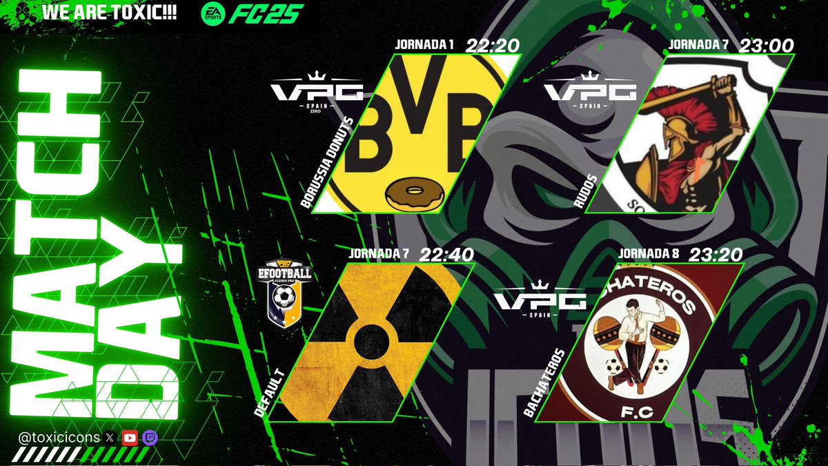 Toxic Icons FC (@toxiciconsfc) on Twitter photo MATCHDAY | HOY COMIENZA VPG ZERO + LA CONTINUACIÓN DE CONSEGUIR NUESTROS OBJETIVOS EN PLG Y VPG 🧪 WE ARE TOXIC MATCHDAY | HOY COMIENZA VPG ZERO + LA CONTINUACIÓN DE CONSEGUIR NUESTROS OBJETIVOS EN PLG Y VPG 🧪 WE ARE TOXIC