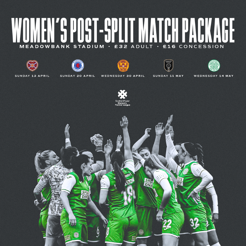 HibernianWomen's tweet photo. Secure your seat for our remaining 5️⃣ home fixtures! 🎟️

Our post-split match ticket package is now available to purchase 👇
