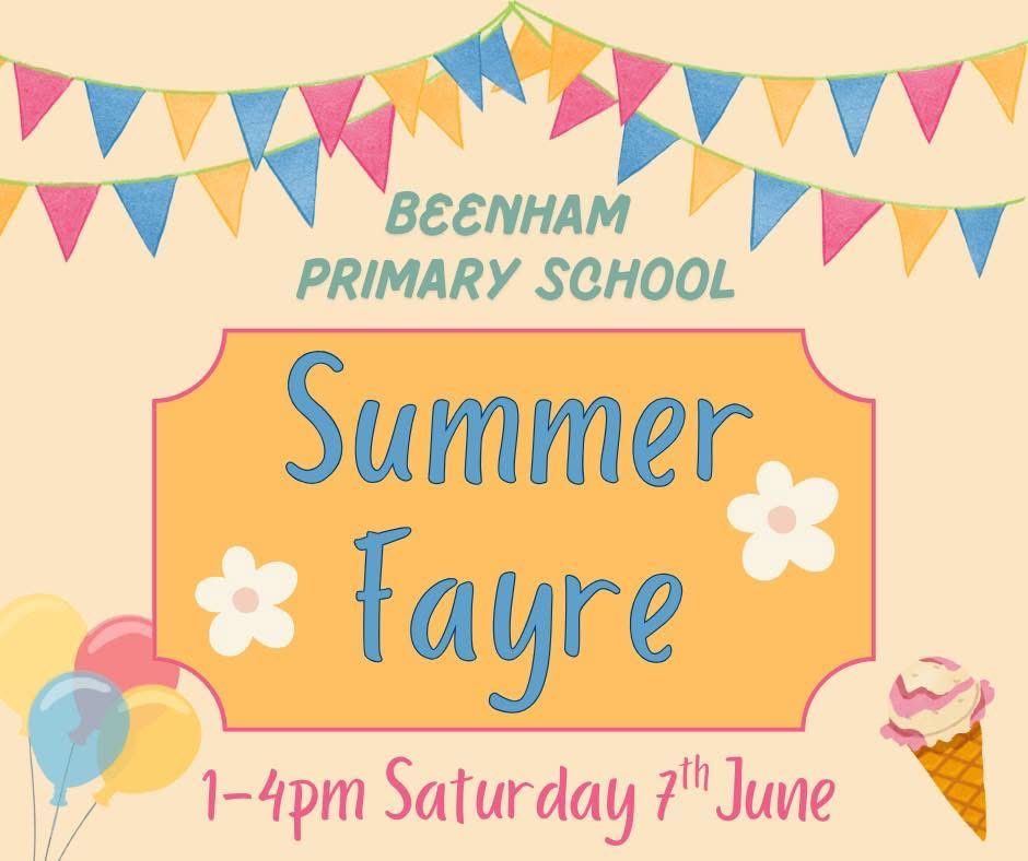 Please come and join us at our Summer Fayre on Saturday 7th June.

If you or your company would be interested in having a stall at the event, donating raffle prizes or volunteering on the day; please contact: chairbeenham@hotmail.com