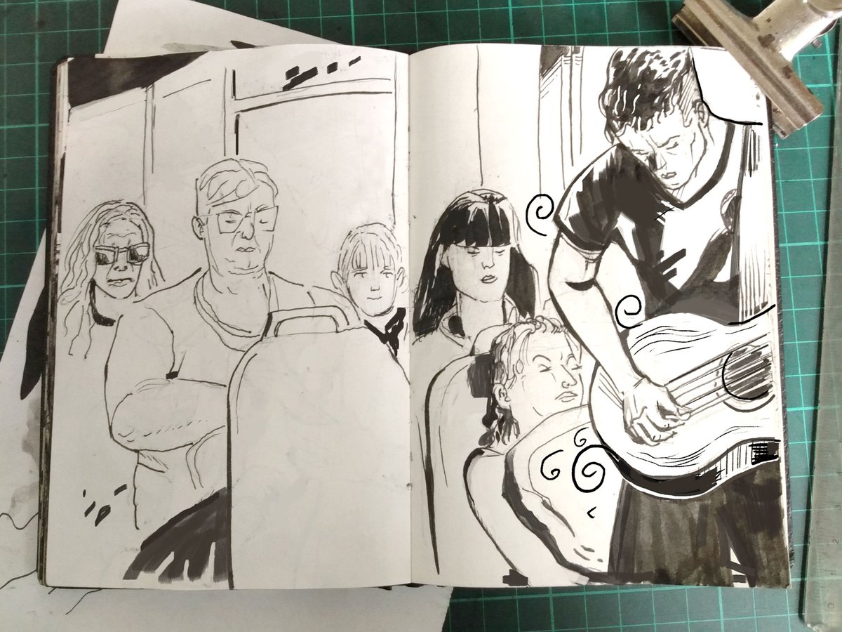 carlosxforce's tweet photo. Legendary guitar - #Sketch Nº187
#people #sketches #guitar #inks #music #suburban #inksketch #sketchbook #quicksketches #inkdrawing #drawing #dibujos #dailysketch #sketchbookdrawing #urbansketchers #trenroca #singer #fromlife #argentina #train #commuters #streetsinger https://t.co/Jpz27C5rZf