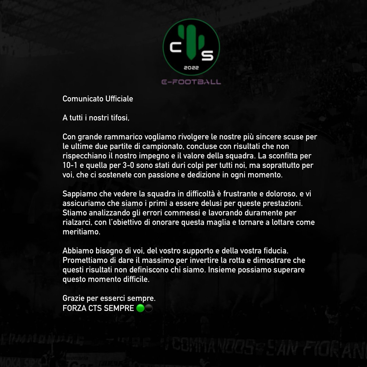 💚🖤 COMUNICATO UFFICIALE 🖤💚