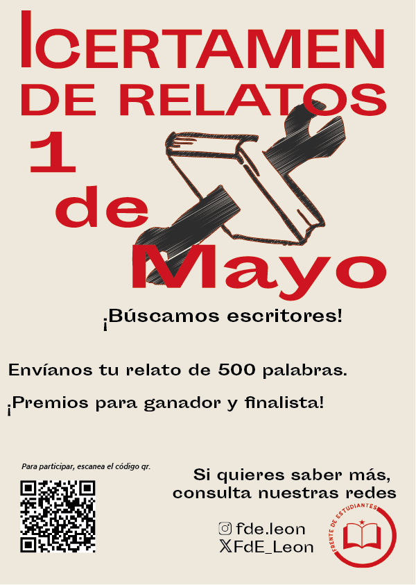 FdE_Leon's tweet photo. ✒️ I CERTAMEN DE RELATOS "1 DE MAYO"
¡Escritores y escritoras! 
Con motivo del 1 de mayo hemos organizado el Certamen de relatos "1 de mayo". ¡Anímate a participar!
Para consultar las bases e inscribirte:
https://t.co/HHniJtmQ5F
A lo largo de estos días subiremos más información! https://t.co/qwStL4MWfa