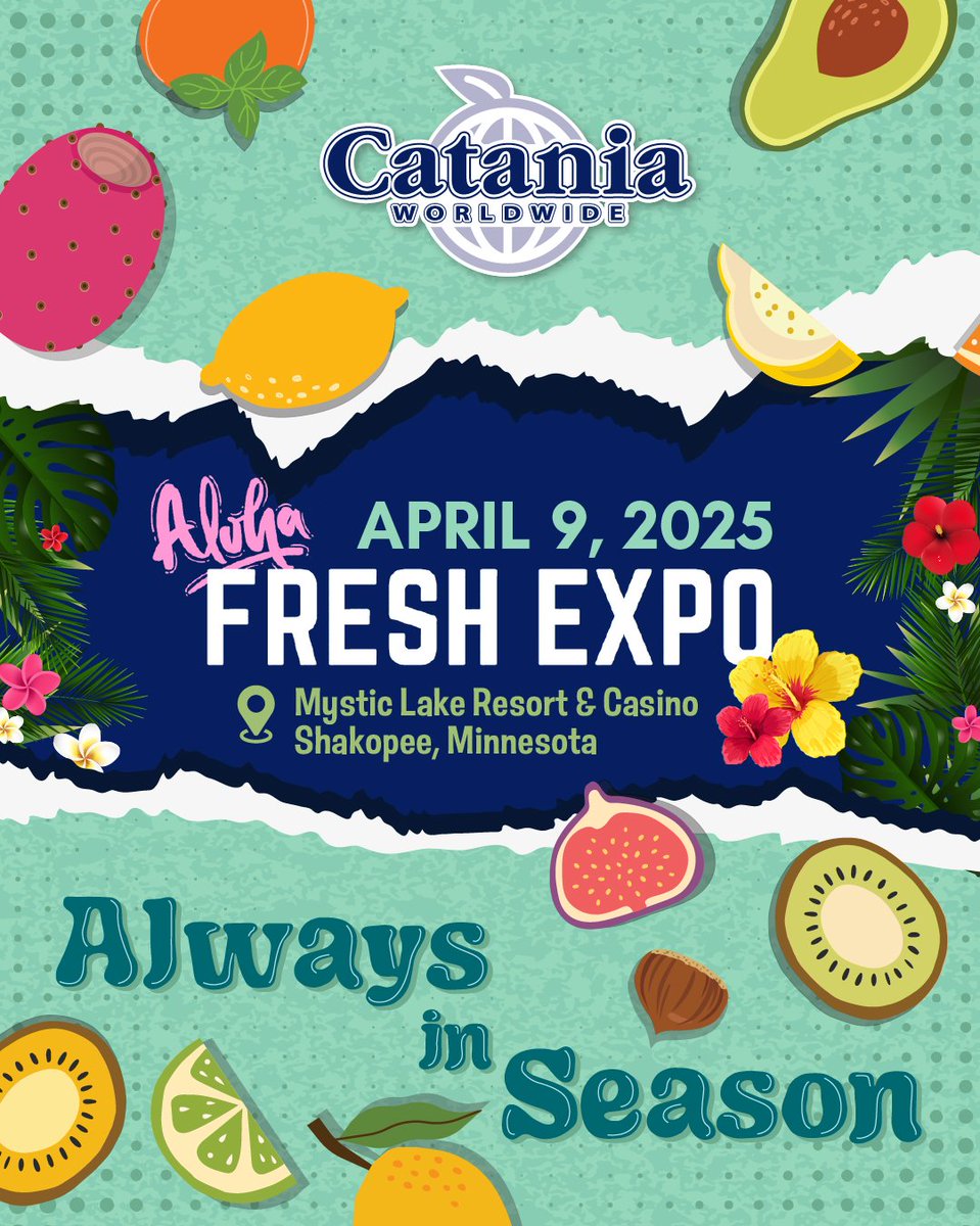 Cataniaww's tweet photo. We're excited to share that we'll be part of the Aloha Fresh Expo in Minnesota! We can’t wait to connect with you! 😊  #AlohaFreshExpo2025 

#CataniaWorldwide #AlwaysinSeason #fresh #produce #produceindustry #freshproduceindustry #import #export #distributor #produceshow https://t.co/KTCNsRzFAh