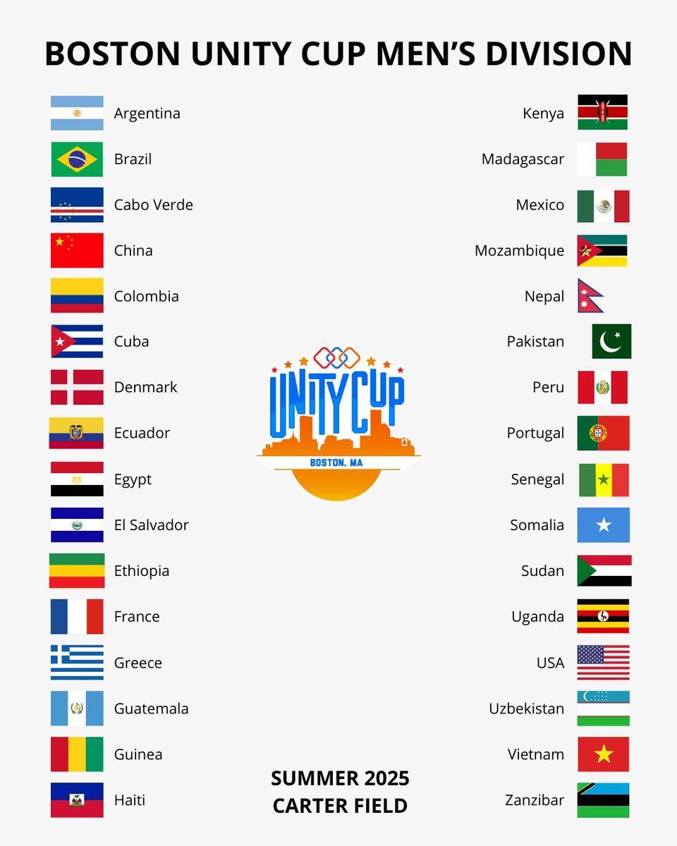 Excited to have 32 teams rounding out the Men's Division for the 2025 Boston Unity Cup!