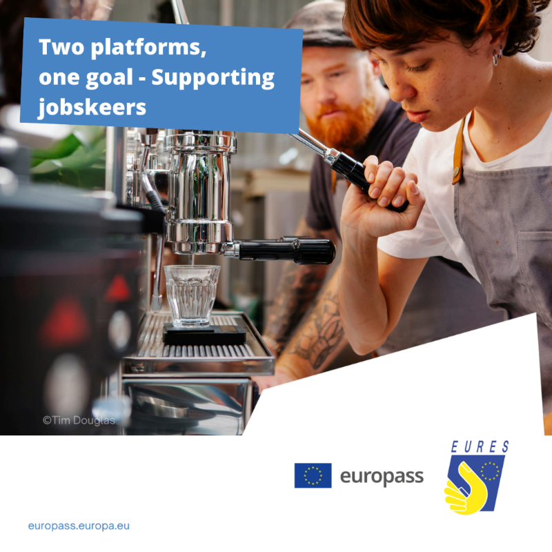 EU_Social's tweet photo. Two platforms, one goal! ๐ค
๐ @EuropassEurope and @EURESJob are joining forces to create a seamless experience for jobseekers!
Build a unique profile on #Europass and access a wide range of tools and services to boost your career.
๐ Learn more
#20YearsofEuropass