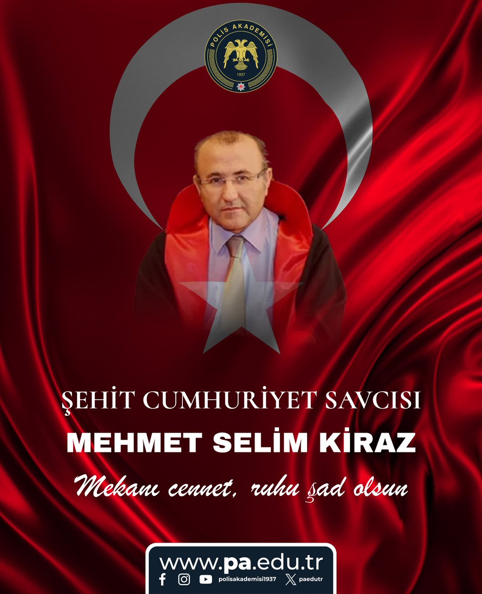 Cumhuriyet Savcımız Mehmet Selim Kiraz’ı, görevi başındayken uğradığı alçak terör saldırısının 10. yılında rahmet, minnet ve saygıyla anıyoruz.

Ruhu şad, mekânı cennet olsun. 🇹🇷