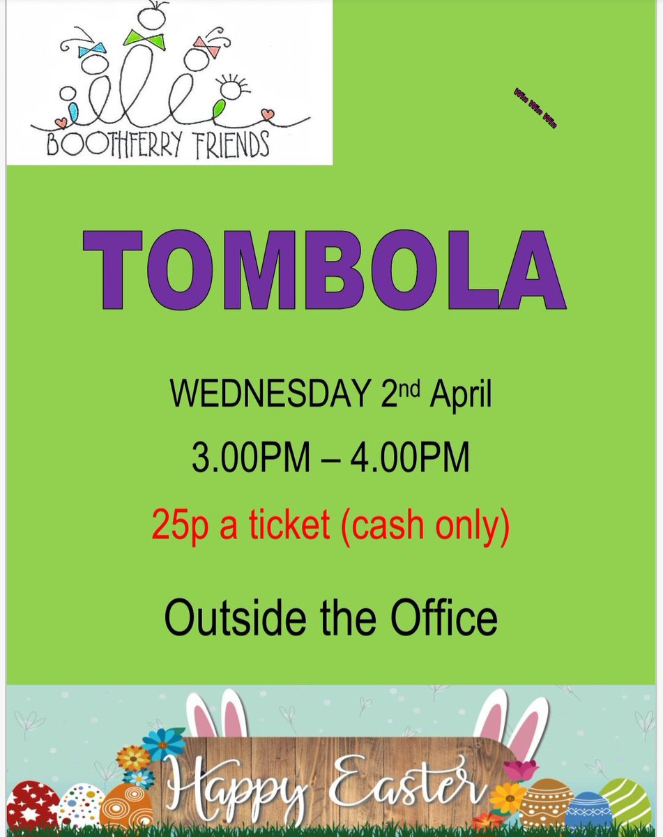 Tombola Wednesday 3-4pm @BoothferryFrnds <a href="/BoothferryPS/">Boothferry Primary #weareBoothferry</a>