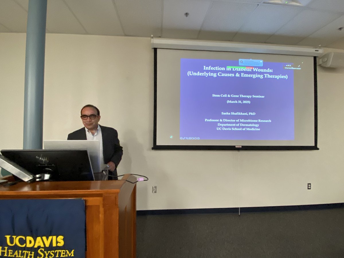 Dr. Jan Nolta (@jan_nolta) on Twitter photo This morning in our #stemcell & #genetherapy seminar series we are fortunate to have UCD Health Dept. Dermatology Dr. Sasha Shafikhani <a href="/SashaShafikhani/">Sasha Shafikhani</a> discussing his important work in diabetic wound healing and infection.
health.ucdavis.edu/dermatology/fa⦠This morning in our #stemcell & #genetherapy seminar series we are fortunate to have UCD Health Dept. Dermatology Dr. Sasha Shafikhani <a href="/SashaShafikhani/">Sasha Shafikhani</a> discussing his important work in diabetic wound healing and infection.
health.ucdavis.edu/dermatology/faā¦