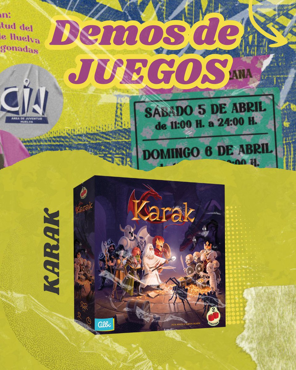 2TomatoesGms's tweet photo. ¿Todavía no tienes plan de fin de semana? En Huelva tienes una cita con el XIV Encuentro de Juegos de Mesa 👏
Búscanos durante el próximo fin de semana y podrás jugar con nuestras increíbles demos
#juegosdemesa #boadgames #bgg https://t.co/JMj7dltgiI