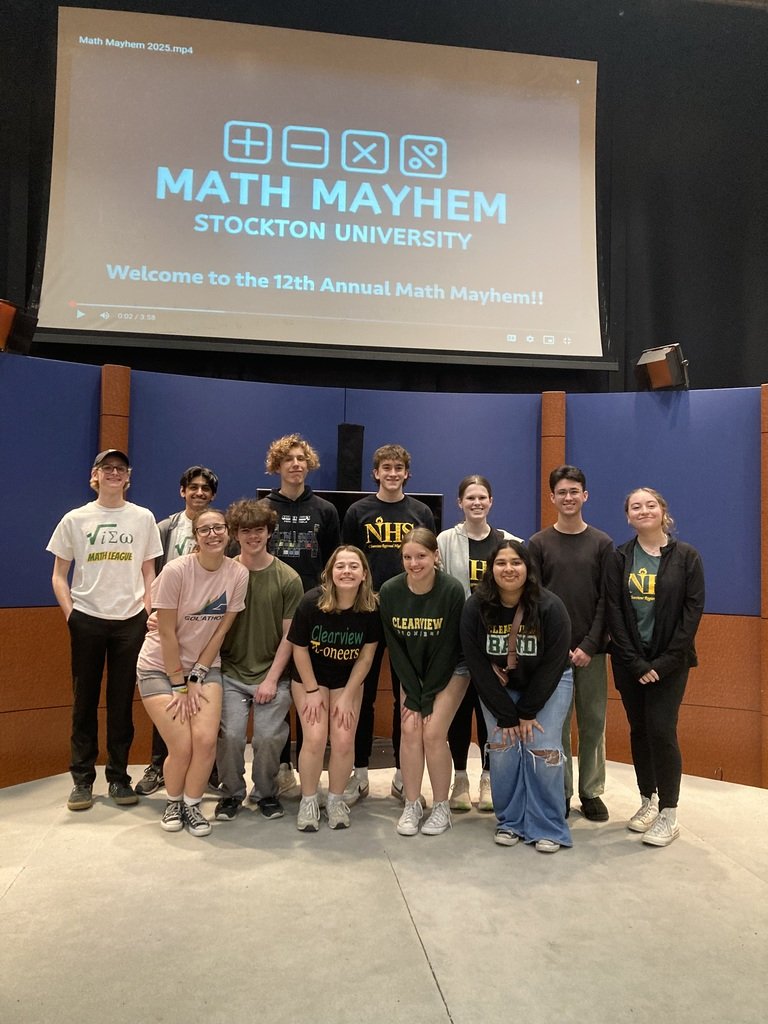 Clearview Regional School District (@clearview_nj) on Twitter photo Math League traveled to Stockton University on Saturday, March 29th to compete in the 12th Annual Math Mayhem Competition.  Congratulations to Logan Commack, who placed 5th in the Individual Competition! Math League traveled to Stockton University on Saturday, March 29th to compete in the 12th Annual Math Mayhem Competition.  Congratulations to Logan Commack, who placed 5th in the Individual Competition!