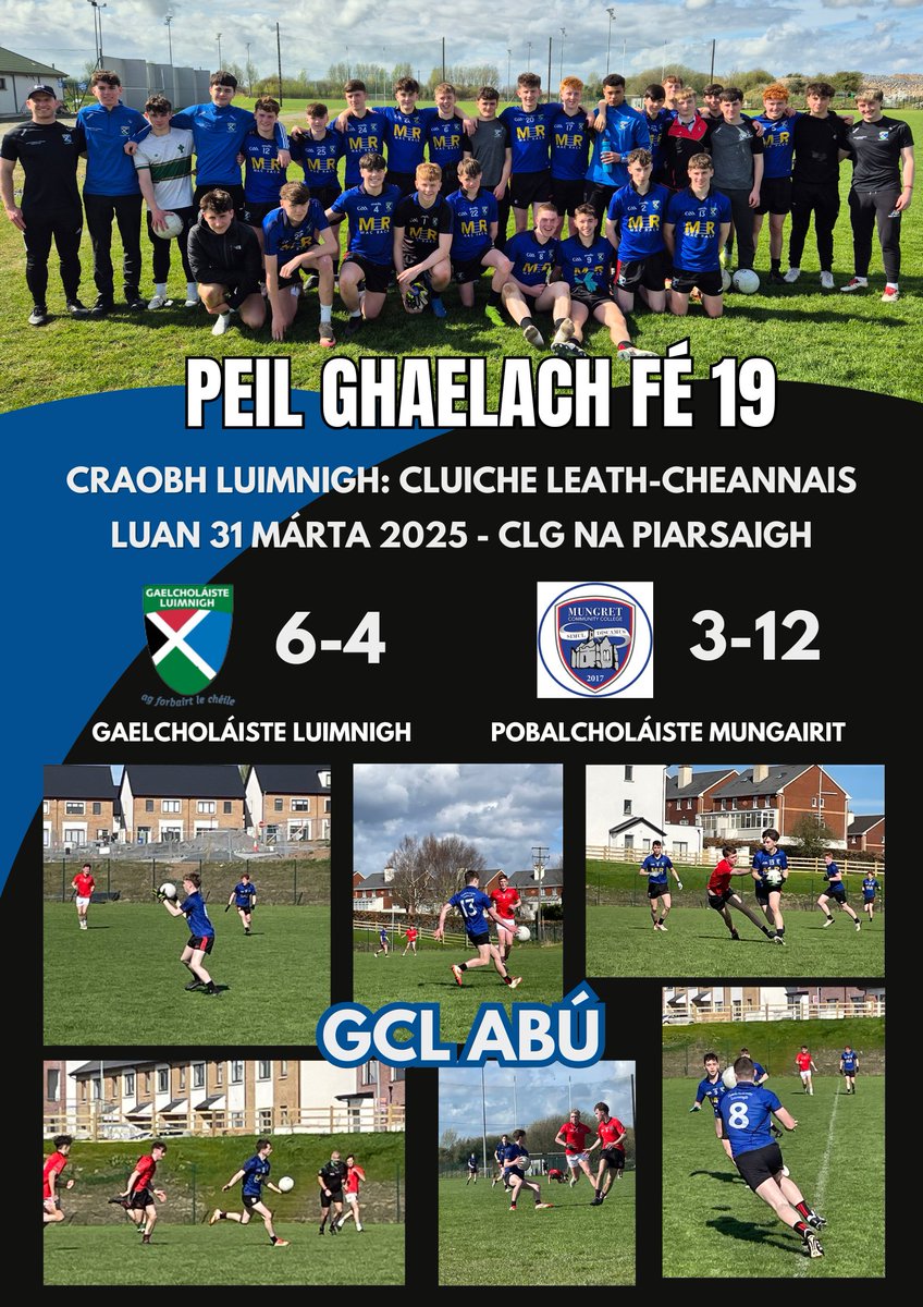 GCL GAA Future Leaders (@gcl_gaa_fl) on Twitter photo Comhghairdeas lenár bpeileadóirí fé 19 <a href="/GCLuimnigh/">GCLuimnigh</a> inniu le bua crua vs Pobalcholáiste Mungairit. Ar aghaidh leo chuig Cluiche Ceannais Craobh Luimnigh vs Coláiste Mhuire Askeaton anois #GCLAbú Comhghairdeas lenár bpeileadóirí fé 19 <a href="/GCLuimnigh/">GCLuimnigh</a> inniu le bua crua vs Pobalcholáiste Mungairit. Ar aghaidh leo chuig Cluiche Ceannais Craobh Luimnigh vs Coláiste Mhuire Askeaton anois #GCLAbú
