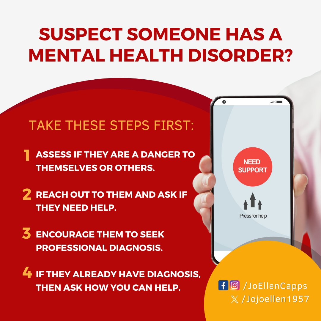 JoEllenCapps's tweet photo. Mental health can be a very delicate subject for people who are having problems with it. Here are some very important steps to make sure you can give the support they need.

#MentalHealthMatters #SupportNotStigma #HelpIsAvailable #BeThereForThem #MentalHealthAwareness https://t.co/Z9UGURI2Sv