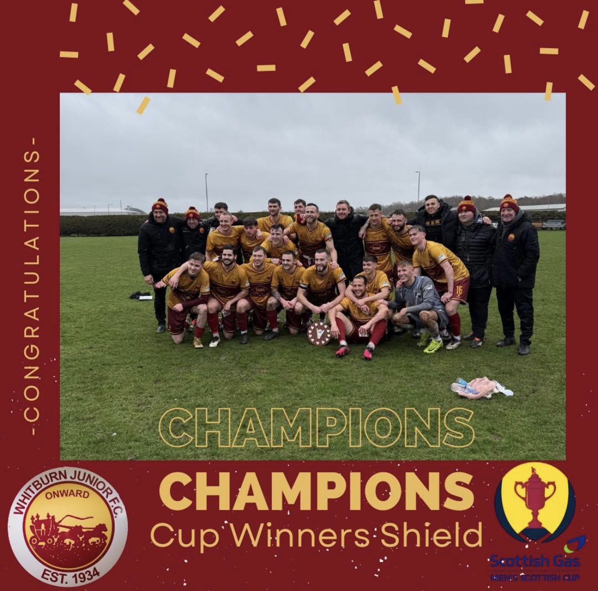 Darren Wilson (@dazzyw10) on Twitter photo Delighted to manage <a href="/whitburnjunior/">WhitburnJunior</a> to another trophy on Saturday. A huge step forward for the club to gain entry to the <a href="/ScottishCup/">Scottish Gas Scottish Cup</a>
Three consecutive promotions โ
โ
โ
Two league titles ๐๐
Centenary Shield ๐ก๏ธ
Alex Jack Cup ๐
Cup Winners Shield ๐ก๏ธ Delighted to manage <a href="/whitburnjunior/">WhitburnJunior</a> to another trophy on Saturday. A huge step forward for the club to gain entry to the <a href="/ScottishCup/">Scottish Gas Scottish Cup</a>
Three consecutive promotions โ
โ
โ
Two league titles ๐๐
Centenary Shield ๐ก๏ธ
Alex Jack Cup ๐
Cup Winners Shield ๐ก๏ธ