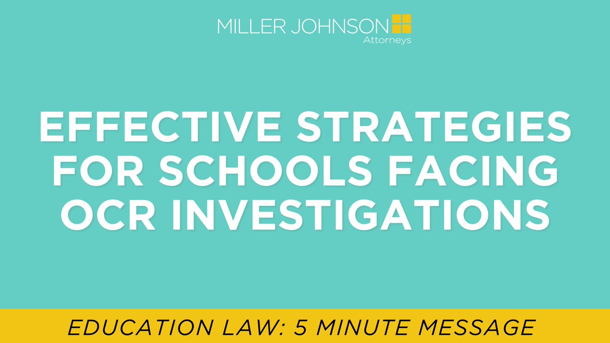 Effective Strategies for Schools Facing OCR Investigations

Dan Scharf, who spent 18 years at the Office for Civil Rights (OCR) at the U.S. Department of Education in Cleveland, discusses tips for schools when facing OCR investigations.

Watch: ow.ly/S4St50VrvOQ

#MJEdLaw