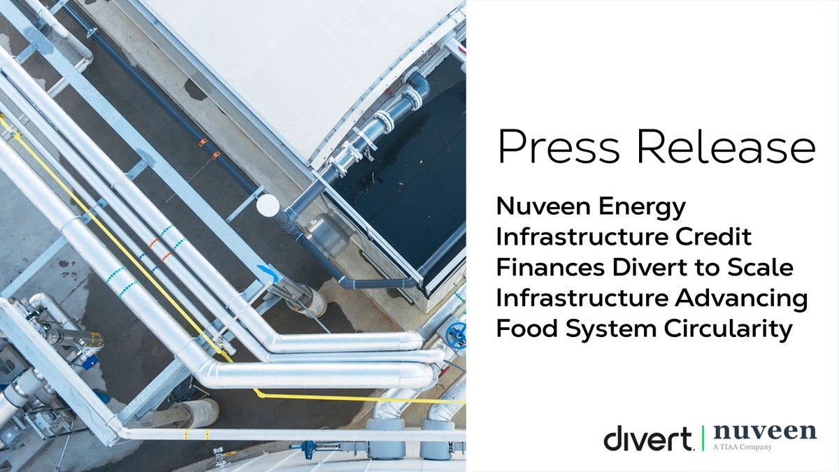 Divert (@divertinc) on Twitter photo Today we are announcing $90M in financing to scale our infrastructure to advance food system circularity in the southeast U.S. through <a href="/NuveenInv/">Nuveen, a TIAA company</a> Energy Infrastructure Credit. Read the full story: ow.ly/V6fh50VrIV3 Today we are announcing $90M in financing to scale our infrastructure to advance food system circularity in the southeast U.S. through <a href="/NuveenInv/">Nuveen, a TIAA company</a> Energy Infrastructure Credit. Read the full story: ow.ly/V6fh50VrIV3