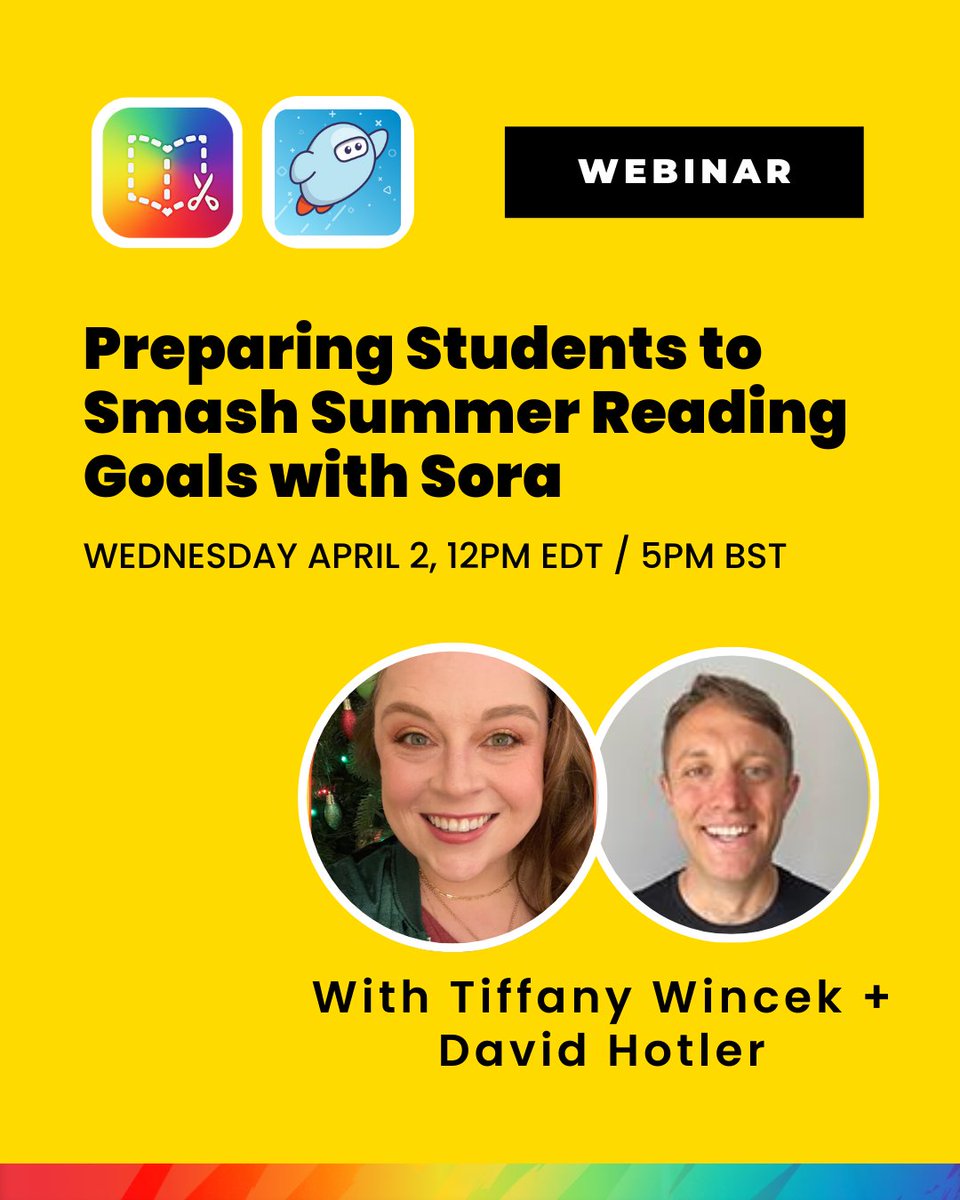 🚀 Smash Summer Reading Goals with Sora and Book Creator! 📚

Join David Hotler, Book Creator's Community Manager, and Tiffany Wincek, OverDrive’s Product Liaison, for an exciting webinar on April 2, 2025, at 12 PM EDT / 5 PM BST!

Discover how Sora’s Daily Reading Goals can