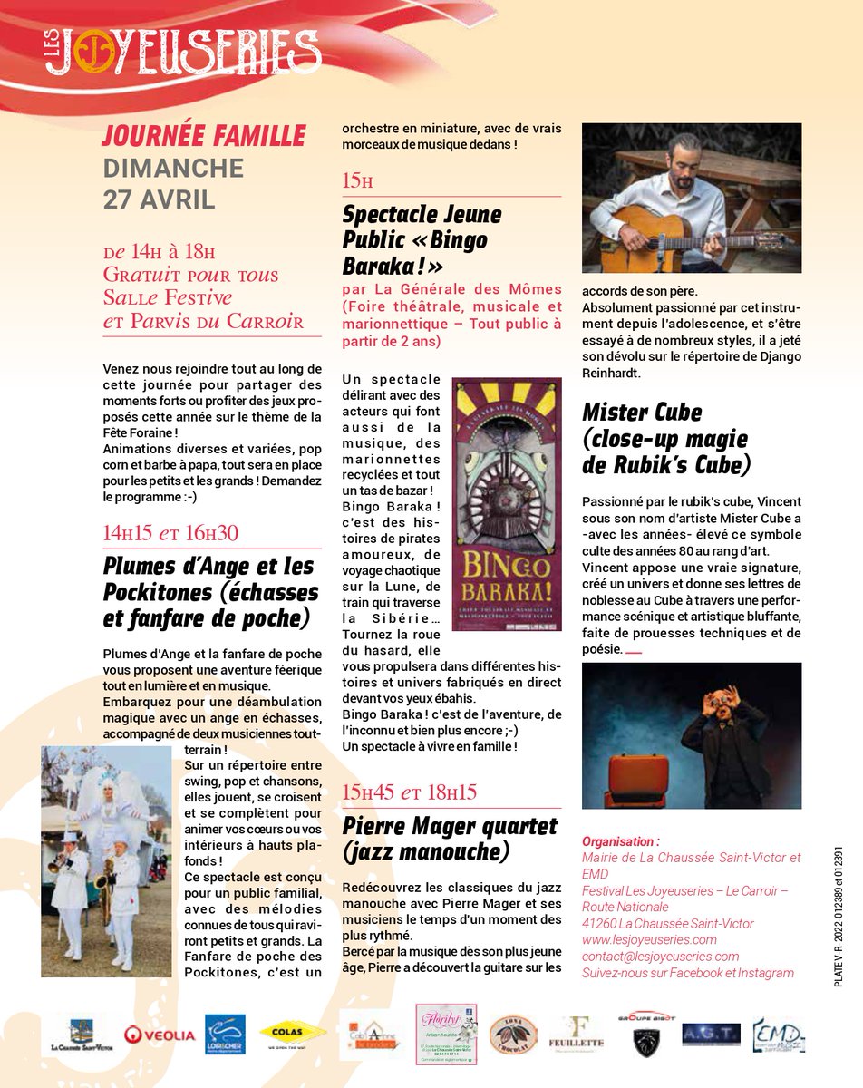 Le programme complet par journée!!!! rdv du 25 au 27 avril:-) billetterie en ligne ouverte 😊 #mon41 #jmle41 #blois #loiretcher #fiersduloiretcher #lachausseesaintvictor #lecarroirlachausseesaintvictor #lesjoyeuseries