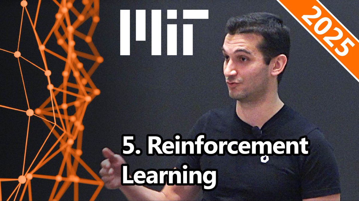 MIT Intro to Deep Learning (@mitdeeplearning) on Twitter photo ⭐️⭐️ Lecture 5 of <a href="/MITDeepLearning/">MIT Intro to Deep Learning</a> 2025 is now available online #FREE for ALL. Learn super-human decision making w/ #ReinforcementLearning!
🔥 Lecture 👉 youtube.com/watch?v=to-lHJ…
🤩 New lecture every Monday 11am ET w/ <a href="/TensorFlow/">TensorFlow</a> <a href="/PyTorch/">PyTorch</a> labs!
🌐 Website 👉 ⭐️⭐️ Lecture 5 of <a href="/MITDeepLearning/">MIT Intro to Deep Learning</a> 2025 is now available online #FREE for ALL. Learn super-human decision making w/ #ReinforcementLearning!
🔥 Lecture 👉 youtube.com/watch?v=to-lHJ…
🤩 New lecture every Monday 11am ET w/ <a href="/TensorFlow/">TensorFlow</a> <a href="/PyTorch/">PyTorch</a> labs!
🌐 Website 👉