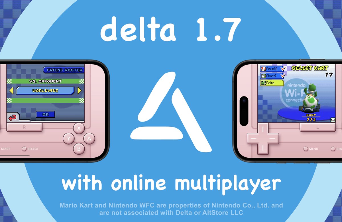 🚀 Delta 1.7 is now available for EVERYONE on AltStore PAL and soon on the App Store

This is a HUGE update with lots of exciting new features, including Online Multiplayer for Nintendo DS games!

Download now to play with friends around the world 🌎