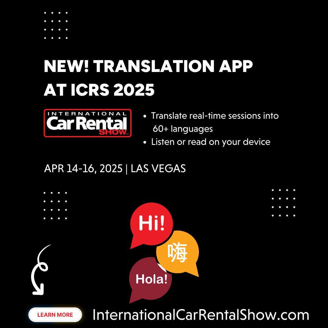 International Car Rental Show 2025 is bringing back real-time translation in 60+ languages! Join us in Las Vegas to gain operational excellence &amp; connect with fellow independent &amp; franchise businesses.
🔗 Register now! cvent.me/lrBLxr?RefId=A…
#ICRS2025 #CarRental