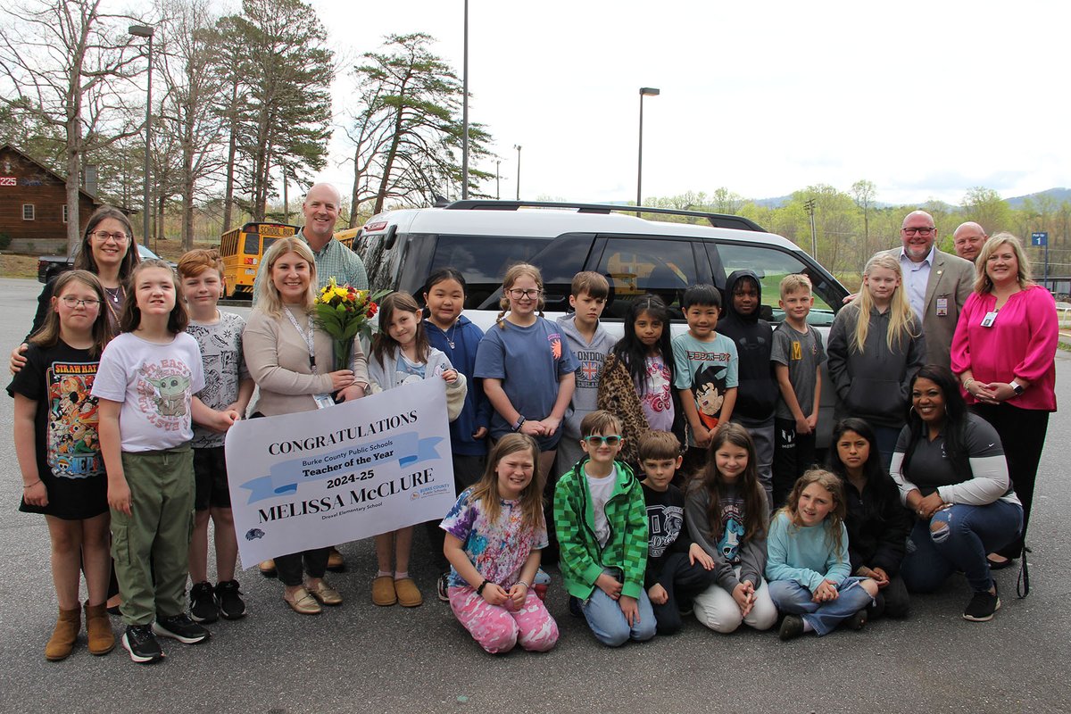 Congratulations to Drexel Elementary School teacher Melissa McClure on being named our 2025 Teacher of the Year. We surprised Mrs. McClure with the announcement today and also handed her flowers, a banner, and, oh yeah, keys to a Ford Bronco. #IgniteLearningBCPS #AllInBCPS