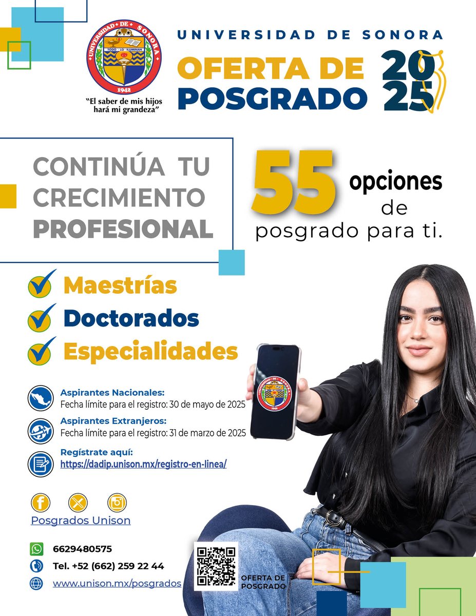 Da el siguiente paso en tu formación profesional: estudia un posgrado en la Universidad de Sonora <a href="/Soyunison/">Soy Unison</a> y transforma tu futuro con conocimiento. Mayores informes en unison.mx/posgrados/