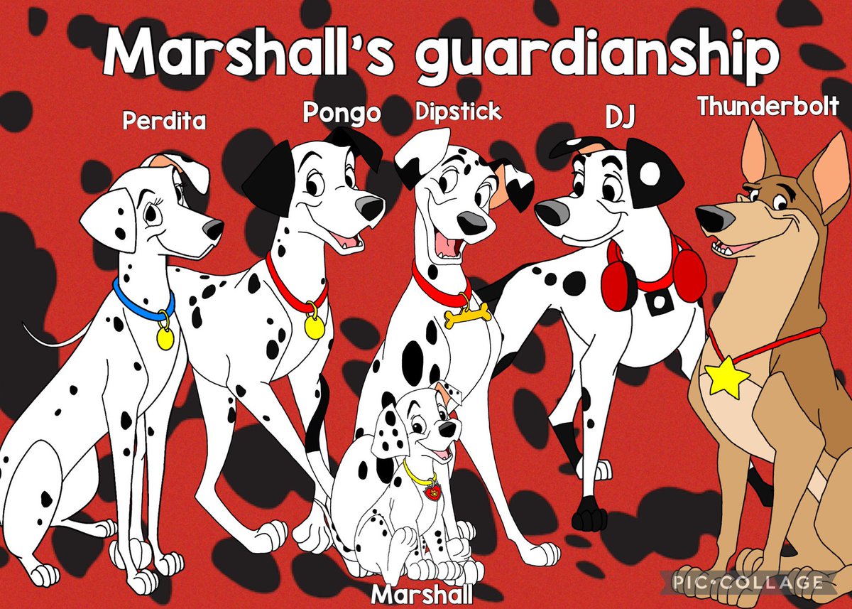 🐶Pat Dalmatian 🐶 (@patdalmatian) on Twitter photo Introducing Marshall’s guardianship. Where each adult watch over the pups with Marshall. <a href="/MightyPupM/">🚒🔥Marshall Dalmatian🔥🚒</a> <a href="/MightyDogTbolt/">🐺Thunderbolt🐺</a> <a href="/DalmatiPerdita/">Perdita 🐾</a> <a href="/101DalmatiPongo/">🐾Pongo Roger Radcliffe 🐾</a> <a href="/DalmatiDipstick/">Dipstick</a> <a href="/DJ_101Dalmatian/">🐶🎧𝕯𝕵 𝕯𝖆𝖑𝖒𝖆𝖙𝖎𝖆𝖓🎧🐶</a> Introducing Marshall’s guardianship. Where each adult watch over the pups with Marshall. <a href="/MightyPupM/">🚒🔥Marshall Dalmatian🔥🚒</a> <a href="/MightyDogTbolt/">🐺Thunderbolt🐺</a> <a href="/DalmatiPerdita/">Perdita 🐾</a> <a href="/101DalmatiPongo/">🐾Pongo Roger Radcliffe 🐾</a> <a href="/DalmatiDipstick/">Dipstick</a> <a href="/DJ_101Dalmatian/">🐶🎧𝕯𝕵 𝕯𝖆𝖑𝖒𝖆𝖙𝖎𝖆𝖓🎧🐶</a>