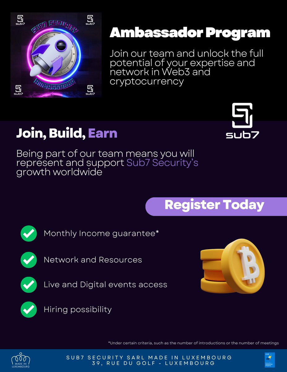 Sub7 Security ๐ก๏ธโ๏ธ (@sub7security) on Twitter photo ๐ ๐๐ผ๐ถ๐ป ๐๐ต๐ฒ ๐ช๐ฒ๐ฏ๐ฏ ๐ฅ๐ฒ๐๐ผ๐น๐๐๐ถ๐ผ๐ป ๐๐ถ๐๐ต ๐ฆ๐๐ฏ๐ณ ๐ฆ๐ฒ๐ฐ๐๐ฟ๐ถ๐๐! ๐
Are you passionate about Web3 and crypto? Do you want to monetize your expertise and expand your network? Now is your chance!
๐น Guaranteed Monthly Income ๐ฐ
๐น Exclusive Network & Resources ๐ ๐๐ผ๐ถ๐ป ๐๐ต๐ฒ ๐ช๐ฒ๐ฏ๐ฏ ๐ฅ๐ฒ๐๐ผ๐น๐๐๐ถ๐ผ๐ป ๐๐ถ๐๐ต ๐ฆ๐๐ฏ๐ณ ๐ฆ๐ฒ๐ฐ๐๐ฟ๐ถ๐๐! ๐
Are you passionate about Web3 and crypto? Do you want to monetize your expertise and expand your network? Now is your chance!
๐น Guaranteed Monthly Income ๐ฐ
๐น Exclusive Network & Resources