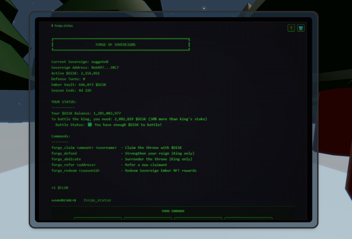 Season 1 of 'Forge of Sovereigns' ends in about 5 days.

currently over 2 million $disk staked and 646k in the EMBER VAULT. 

Who will reign KING????

retard.computer