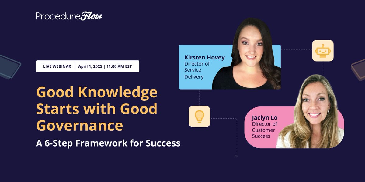 ProcedureFlow's tweet image. ⏳ Last Chance! Don’t miss our webinar on knowledge governance and how it impacts the success of your employees and AI.
📅 Time is running out—register now! bit.ly/4kY6RHM