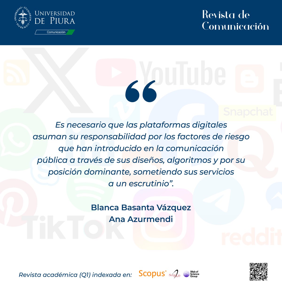 RevComUdep's tweet photo. 📘Artículo del Vol.24, N° 1 (2025)

🔎 Dos investigadoras de la Universidad de Navarra analizan el rol intermediario de las plataformas digitales dentro del modelo de #comunicación pública.

🔗 https://t.co/7fTkQsU3Po

#socialmedia #información #sociedad #Rcom #Fcom #Udep https://t.co/ESn1oSqAGk
