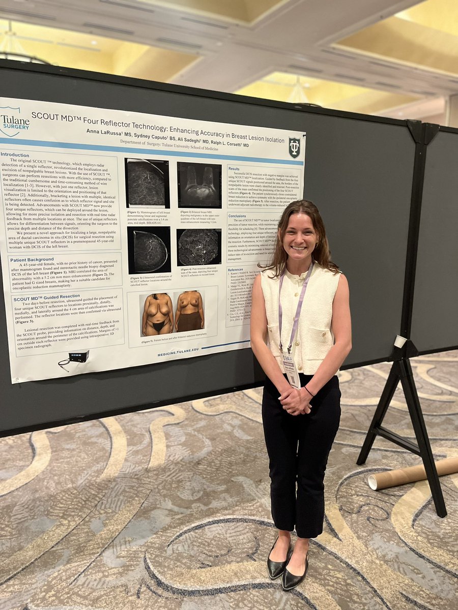 MS3 Anna LaRussa presenting our case report on the use of SCOUT MD’s four reflector technology at the NeauxCancer Conference by #CAGLA on Friday 🥳🥳🥳