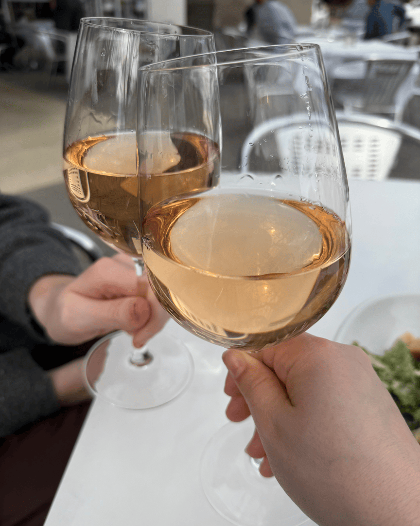 Cheers to #MerryMonday 🍷 Come by today and try our Veneto VillaViva Rosé + more! 🌹