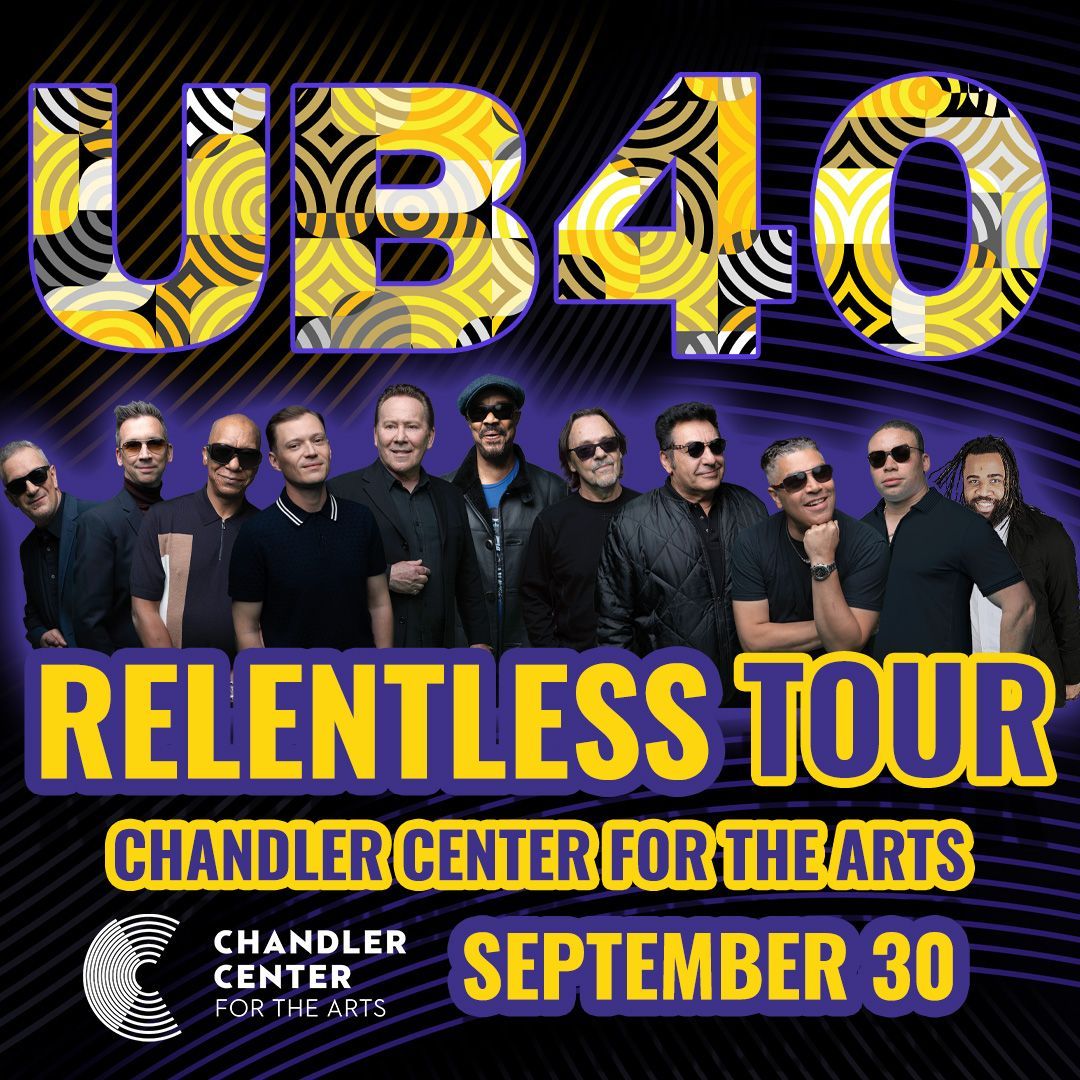 Legendary ska and reggae band <a href="/UB40official/">UB40</a> is coming to Chandler Center for the Arts on September 30, 2025! 

With global chart-toppers like “Red Red Wine,” “Can’t Help Falling in Love,” and “Kingston Town,” UB40 captivates audiences worldwide. VIP presale begins April 2.