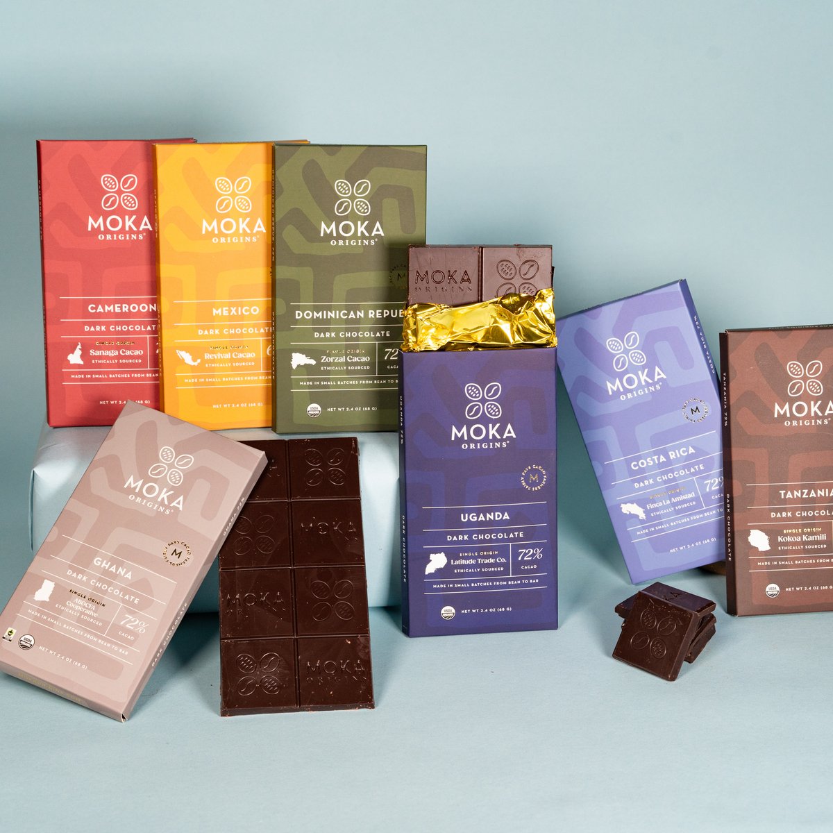 Moka Origins displays their delightful chocolate bars on a shelf in their store.

You can have Moka Origins’ award-winning creations delivered right to your door! Click the link in our bio to order. Then watch our exclusive recorded virtual tasting right here on Instagram.