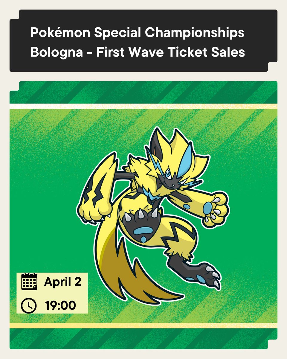 First wave ticket sales for the Pokémon Special Championships are going live on Wednesday, April 2 at 19:00 CEST! 🤩 🇮🇹
____________________________________
Can't make it to Bologna? Two weeks earlier we are hosting Pokémon Special Championships in Utrecht too! 🇳🇱