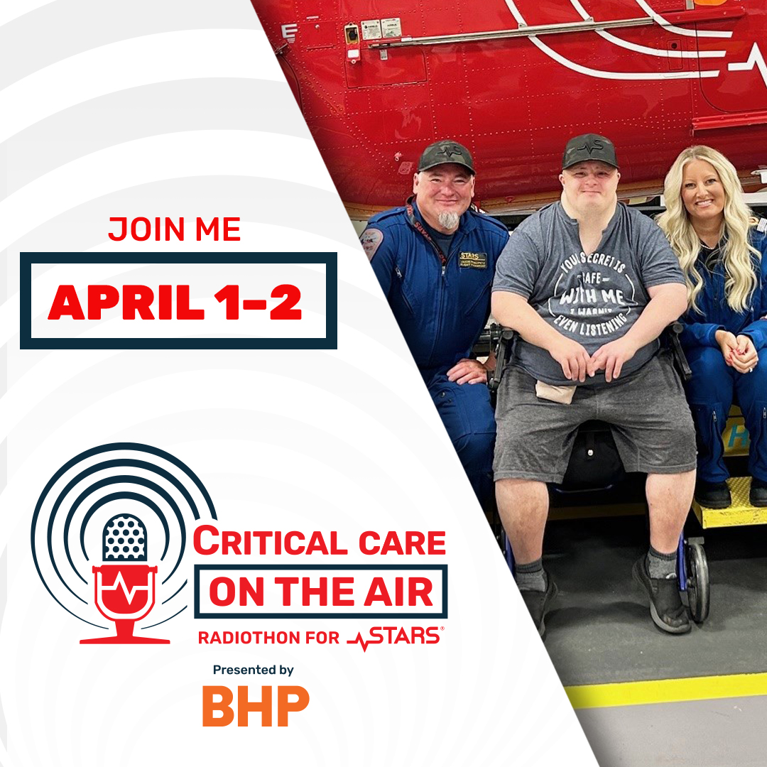 When a STARS call says "interfacility transfer," it’s not just about moving a patient—it’s a race to save a life. Just like in Tyler Lister’s story.

🗓️April 1 &amp; 2: Tune in to #STARSCareOnTheAir &amp; hear how your support helps STARS save lives. 

🔗 Donate: events.stars.ca/criticalcareon…
