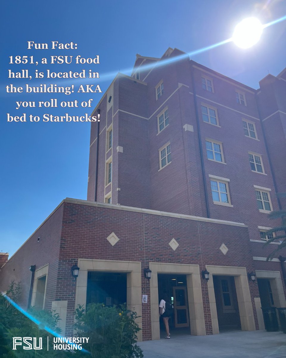 Spotlight on Azalea Hall today! 😊 One of our favorite parts is being in the same building as 1851. What's your favorite restaurant in 1851? 🍴

#FSUEats #ResidenceHall #AzaleaHall #FSUHousing