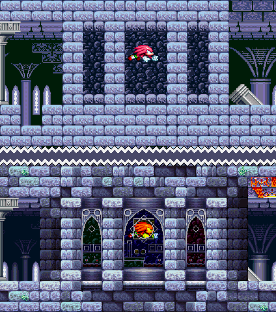 MegamixMania's tweet photo. If you had thought the polishing treatment for the zones was exclusive to Megamix Mode, then think again!

Classic Levels will be receiving a facelift as well!

Presenting the Overhauled Classic Mode Dark Fortress Zone compared to the v0.9 version! https://t.co/UB50cTWe3U